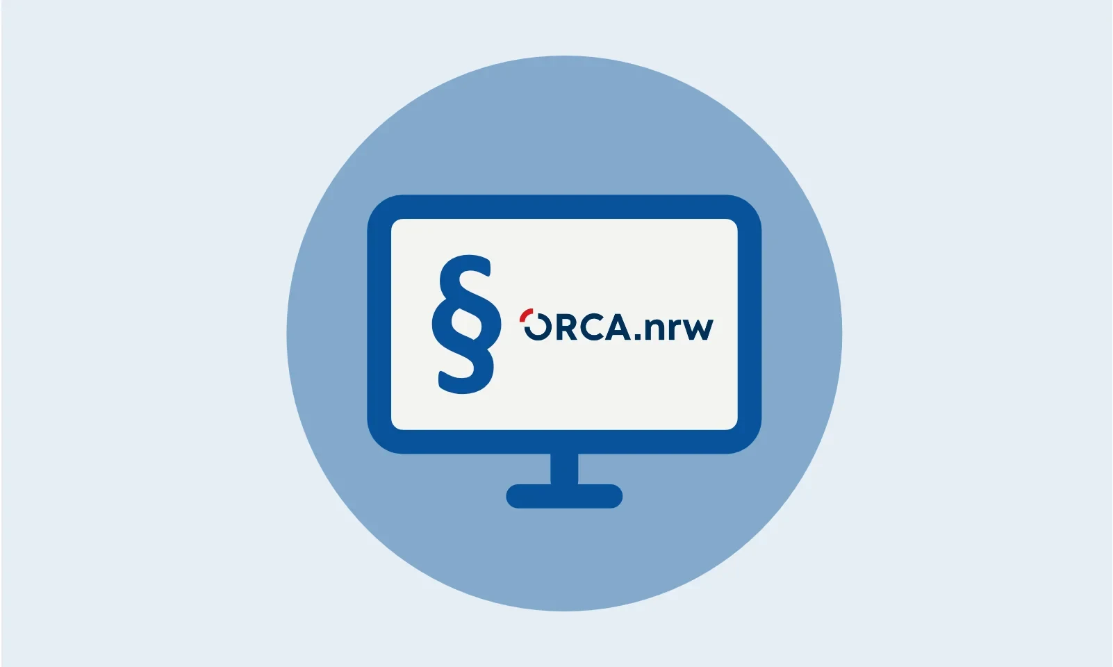 Icon: Desktop-Computer mit einem Paragraph und dem ORCA-Logo auf dem Bildschirm