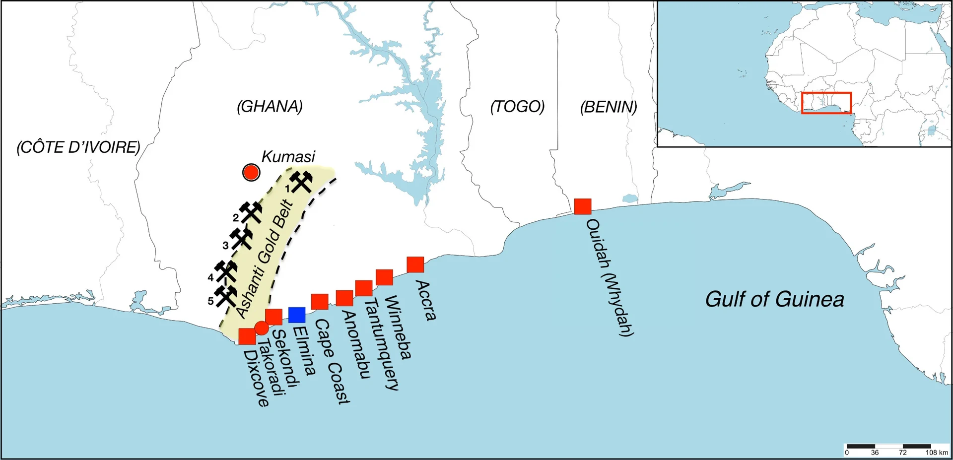 Südliches Ghana mit dem Ashanti-Goldgürtel:
