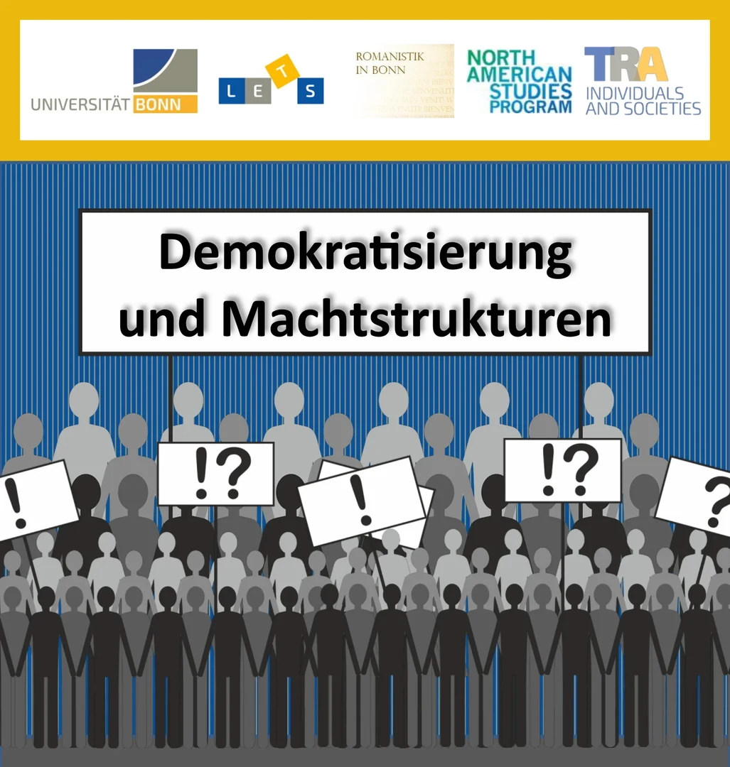 Die Ringvorlesung „Demokratisierung und Machtstrukturen“ findet ab dem 20. April bis zum 13. Juli jeden Mittwoch von 18 bis 20 Uhr im Hörsaal 8 des Hauptgebäudes statt.
