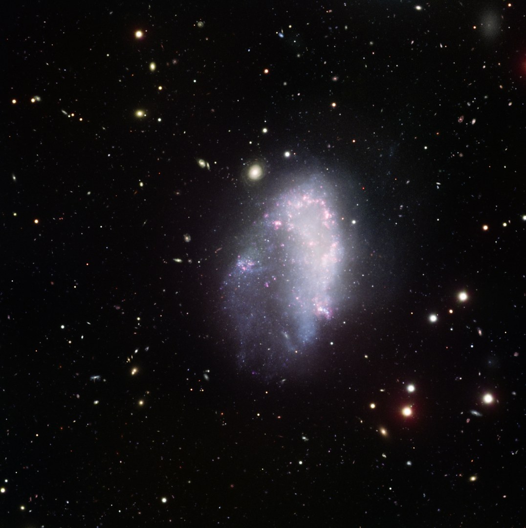Die Zwerggalaxie NGC1427A fliegt durch den Fornax-Galaxienhaufen und erleidet dabei Störungen, die nicht möglich wären, wenn diese Galaxie durch ein schweres und ausgedehntes Halo aus dunkler Materie umgeben wäre, wie es die Standardkosmologie verlangt.