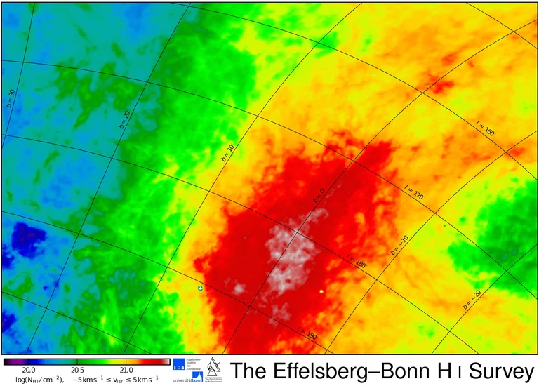 Karte im Licht des atomaren Waserstoffs (HI):