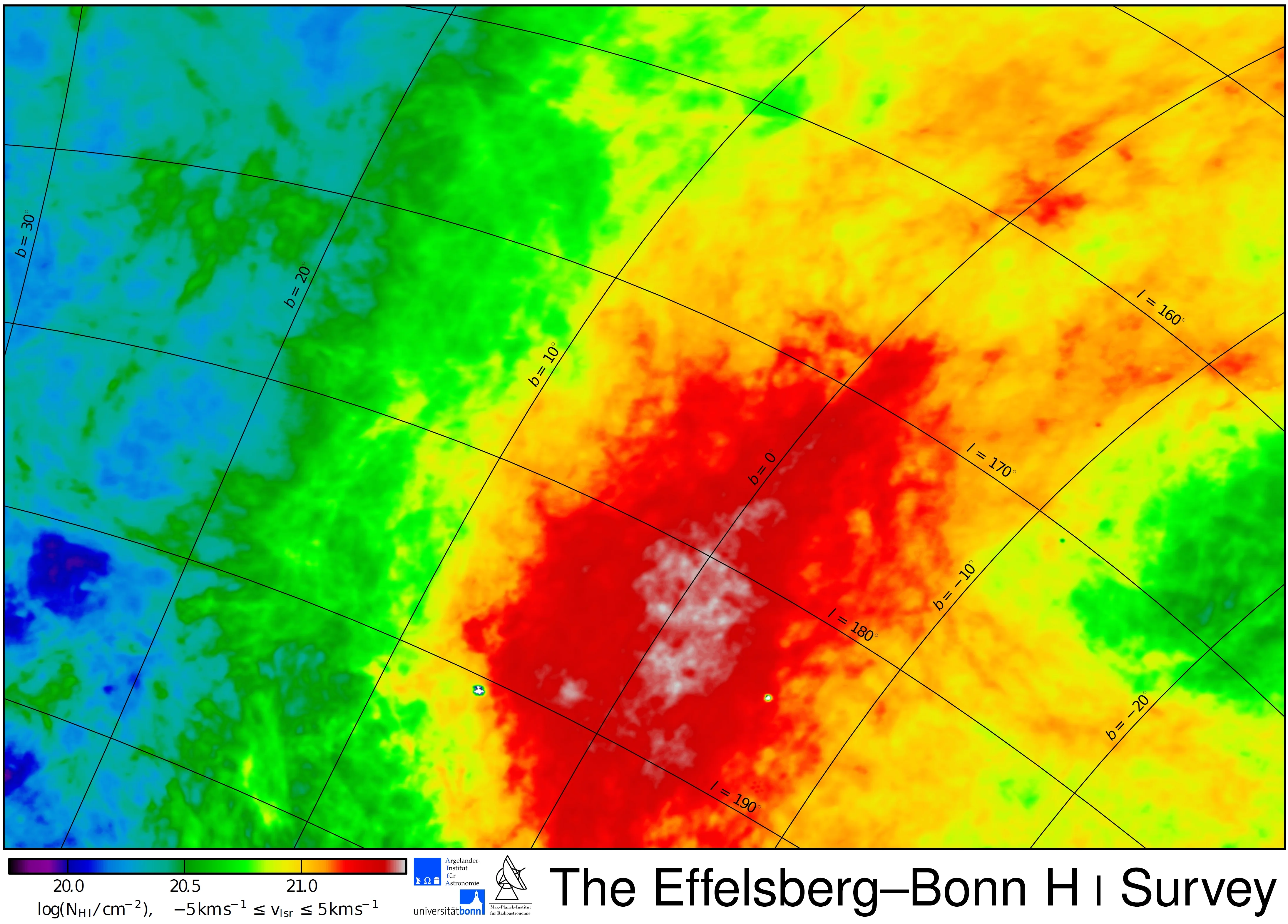 Karte im Licht des atomaren Waserstoffs (HI):
