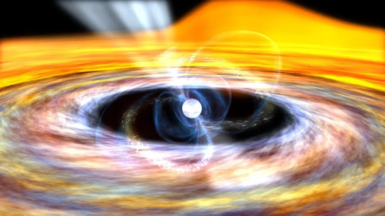Künstlerische Darstellung eines Millisekunden-Pulsars: