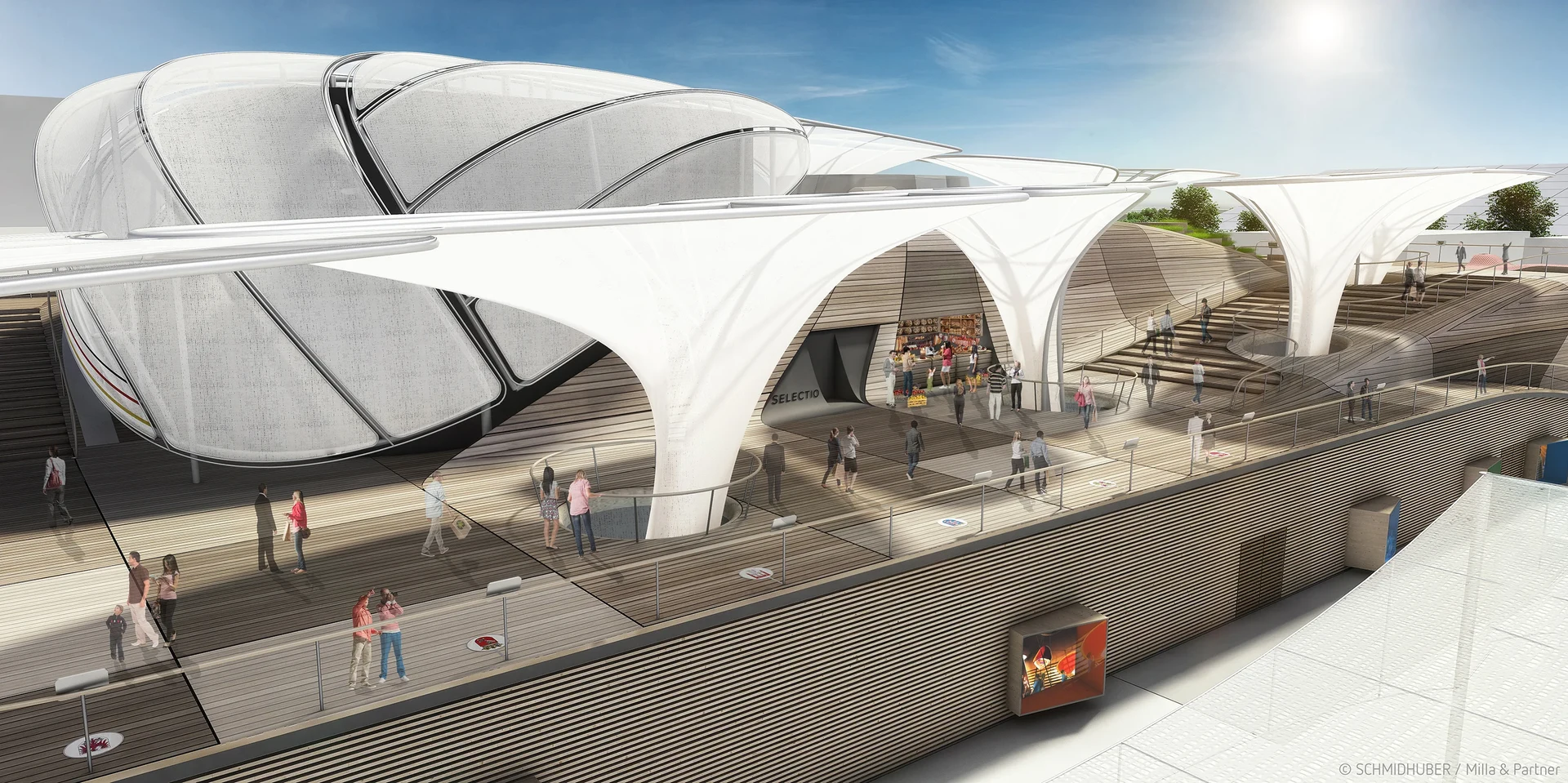 Außenansicht des Deutschen Pavillons bei der EXPO 2015 in Mailand: