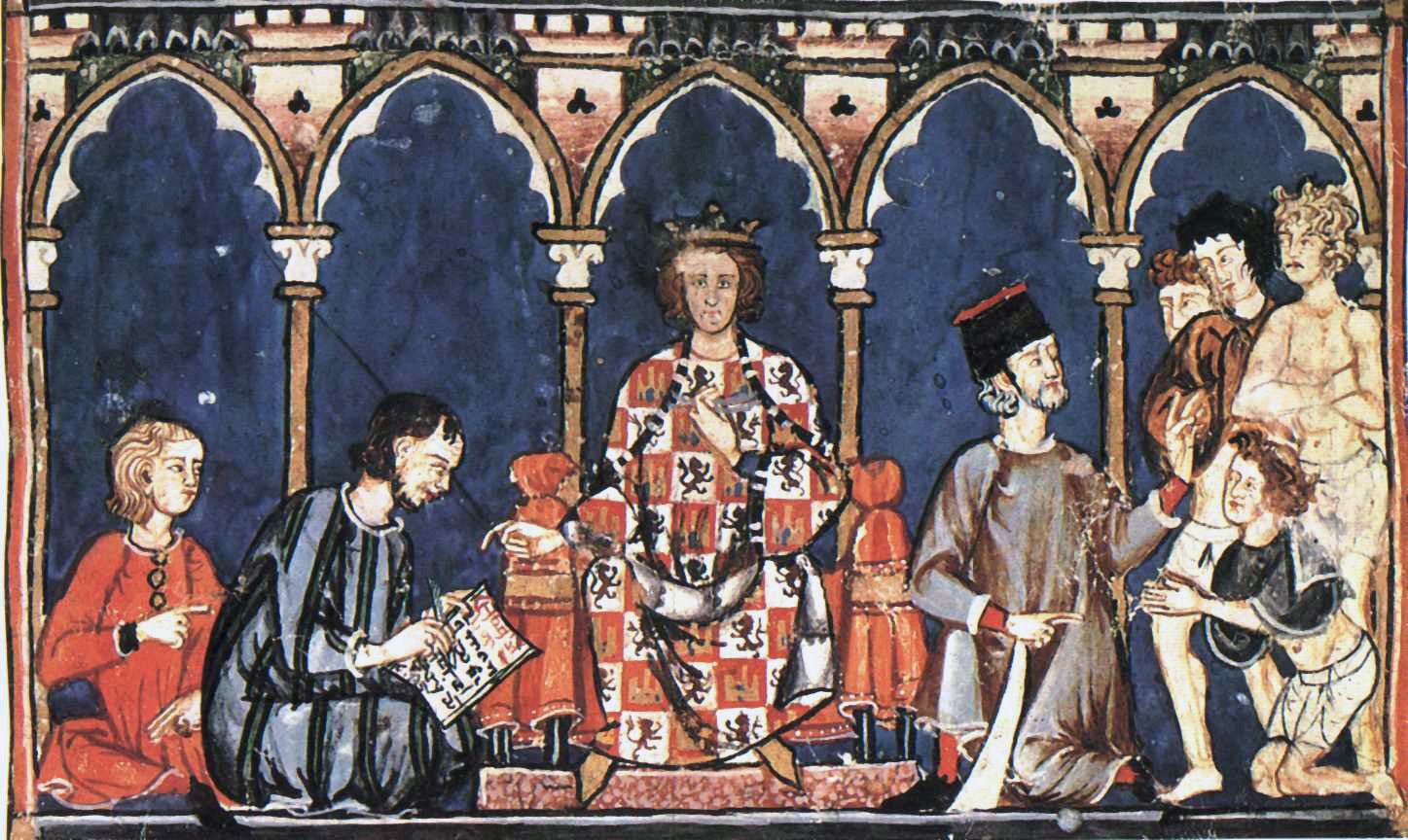 Darstellung Alfons‘ X.  von Kastilien nach einer Abbildung aus dem Libro de los juegos.