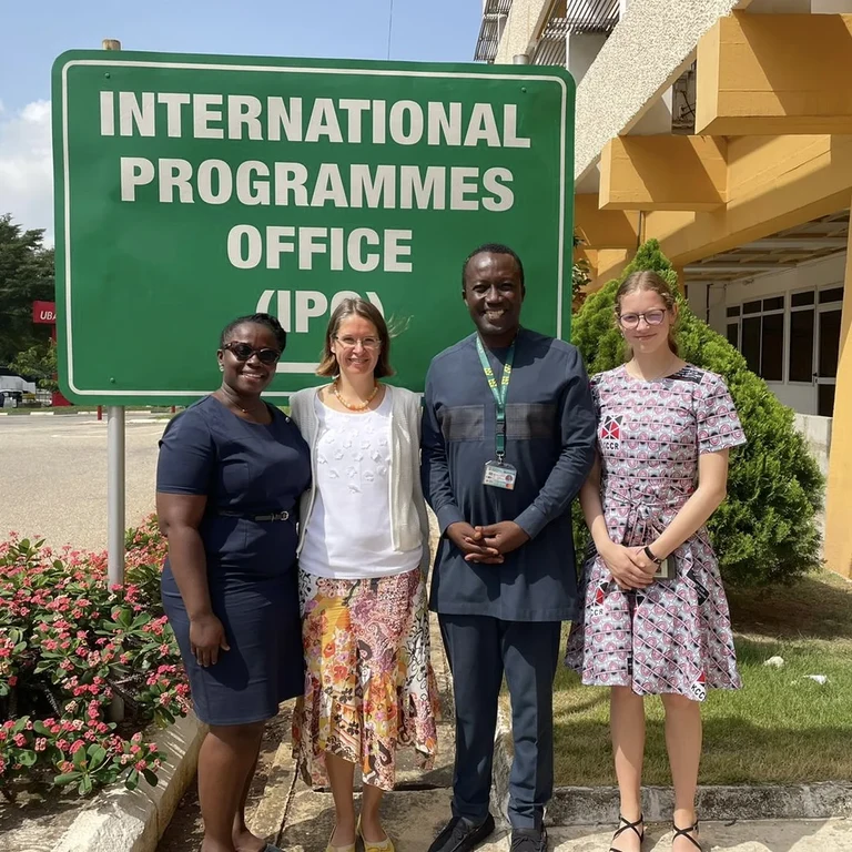 Mary Agyeman, Department of Medical Diagnostics, Faculty of Allied Health Science (KNUST), Christine Müller, Prof. Daniel Duah (Dean, International Programmes Office KNUST), Hannah Weisheit