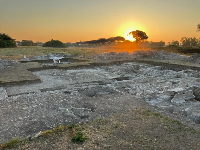 Archaeological excavations exploring the episcopal church sponsored by Constantine the Great in Ostia, Italy