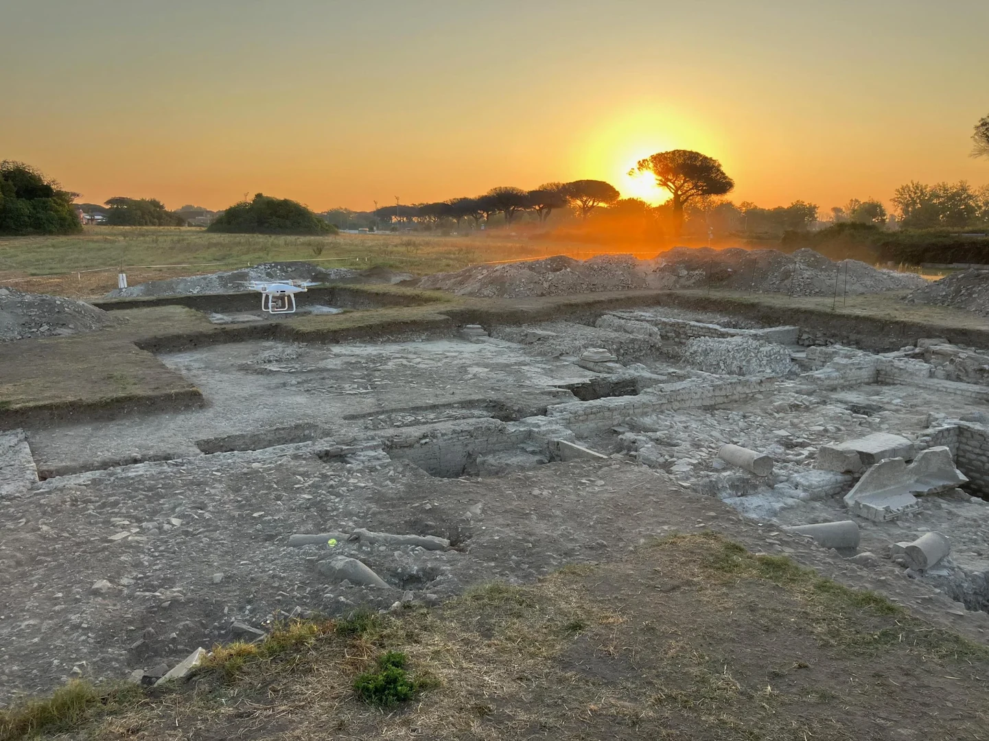 Archaeological excavations exploring the episcopal church sponsored by Constantine the Great in Ostia, Italy