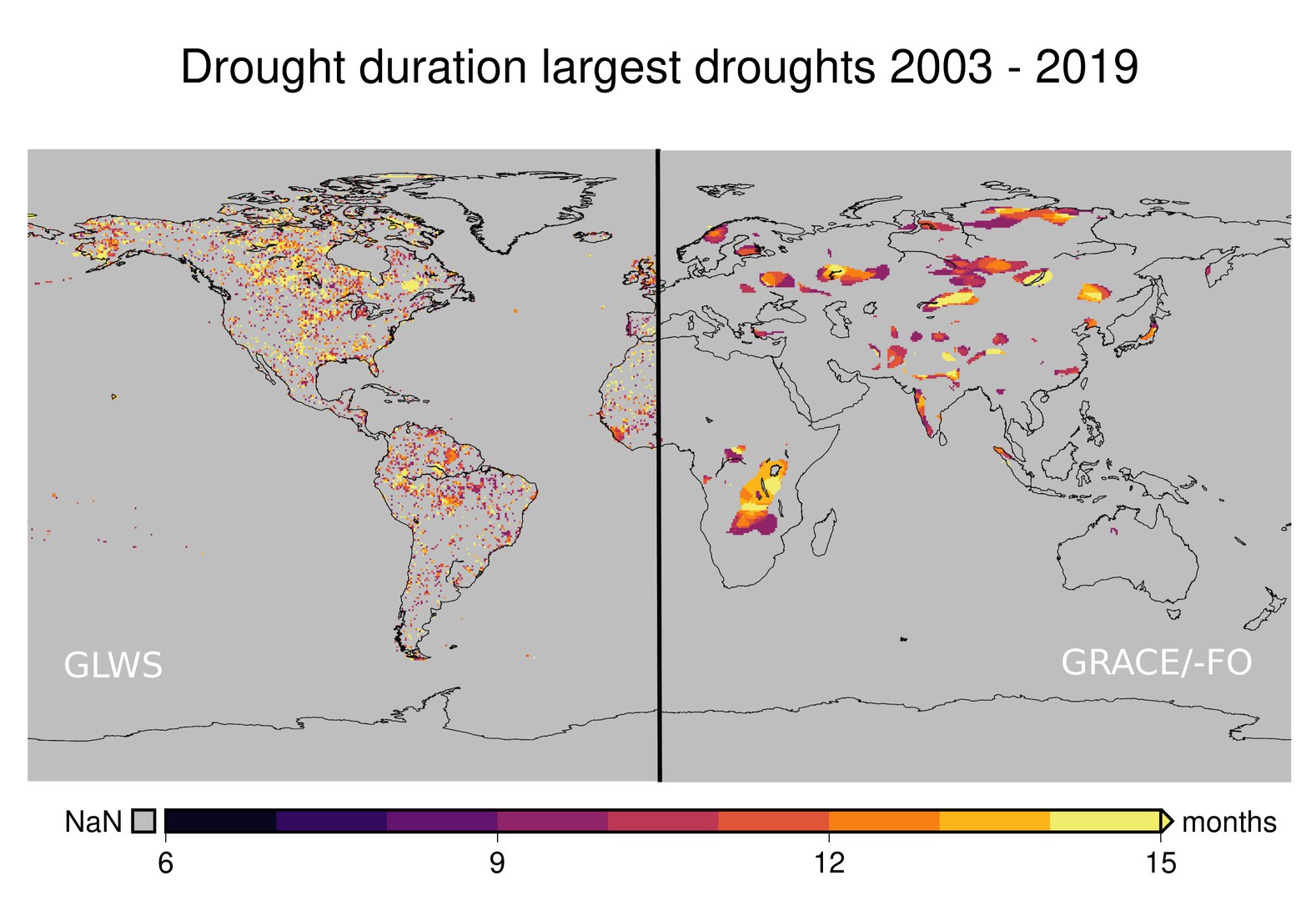 Duration in months of the longest droughts (at least nine months)