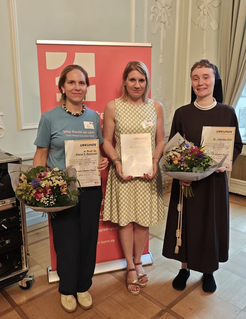 The Maria von Linden Gender Equality Prize was presented to Assistant Professor Elena Reckzeh, Dr. Lisa Tenderini, and Sister Jakoba Zöll (from the left).