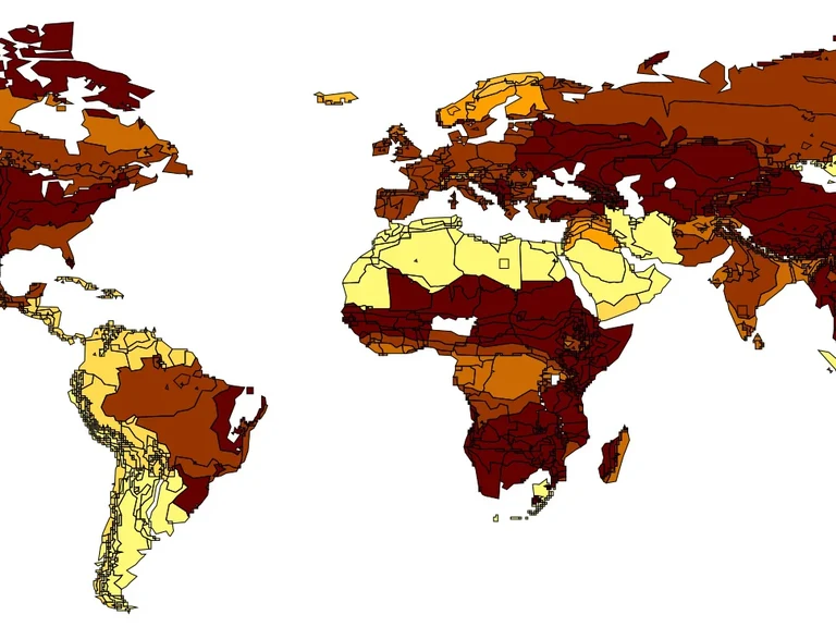 The figure shows the predicted decline in forested areas across the world