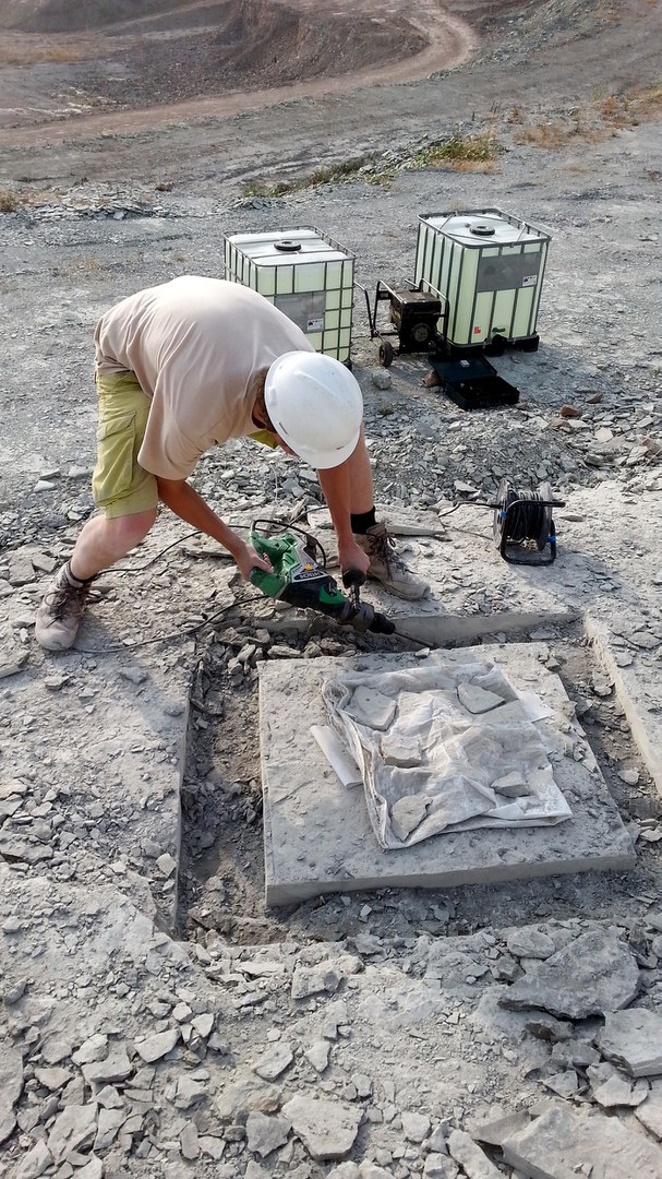 Jelle Heijne recovering a fish fossil